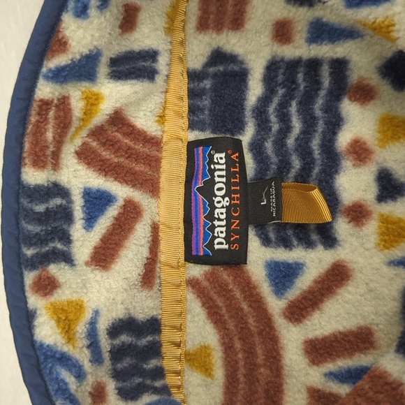 Patagonia Lightweight Synchilla Snap-T Pullover Protected Peaks Oatmeal Mens Lrg - Picture 3 of 8